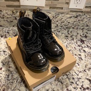 Black glitter Dr. Martens, size 10c. Never worn.